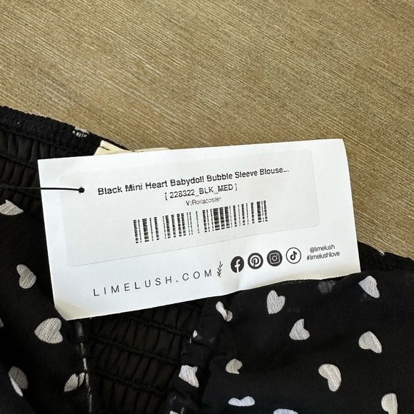 Lime lush  Black Heart Pattern Blouse nwt - Picture 9 of 9